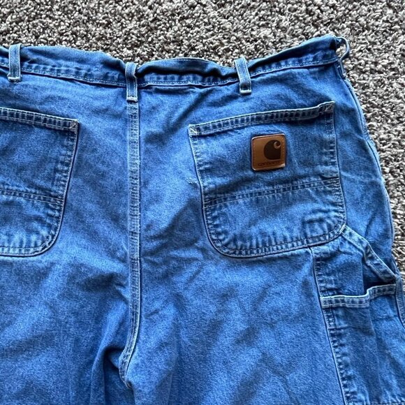 Blue Carhartt Denim Work Shorts Men's Size 38 Classic Cargo Shorts, Jorts Y2K - Picture 6 of 8